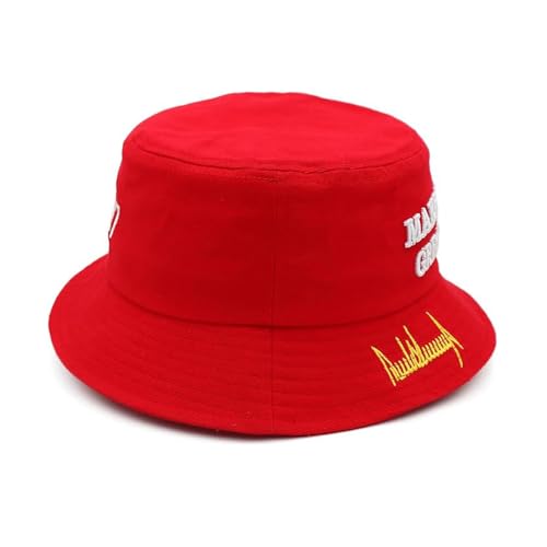 MAGA Bucket Hat, Trump 2024 Hat Make America Great Again Donald Trump Slogan Cap Unisex Outdoor 3D Embroidery Flat Top Cap