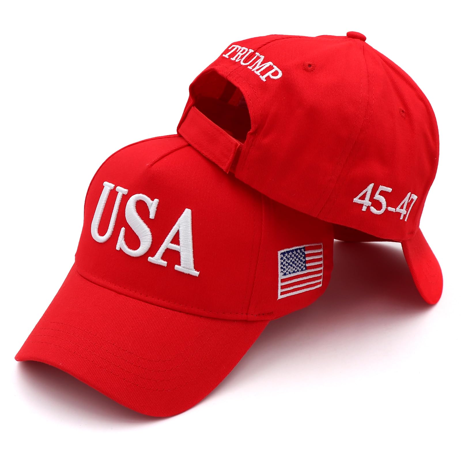 Trump 2024 45-47 Flag Hat Donald Trump Hat 3D USA Embroidery Adjustable Baseball Cap