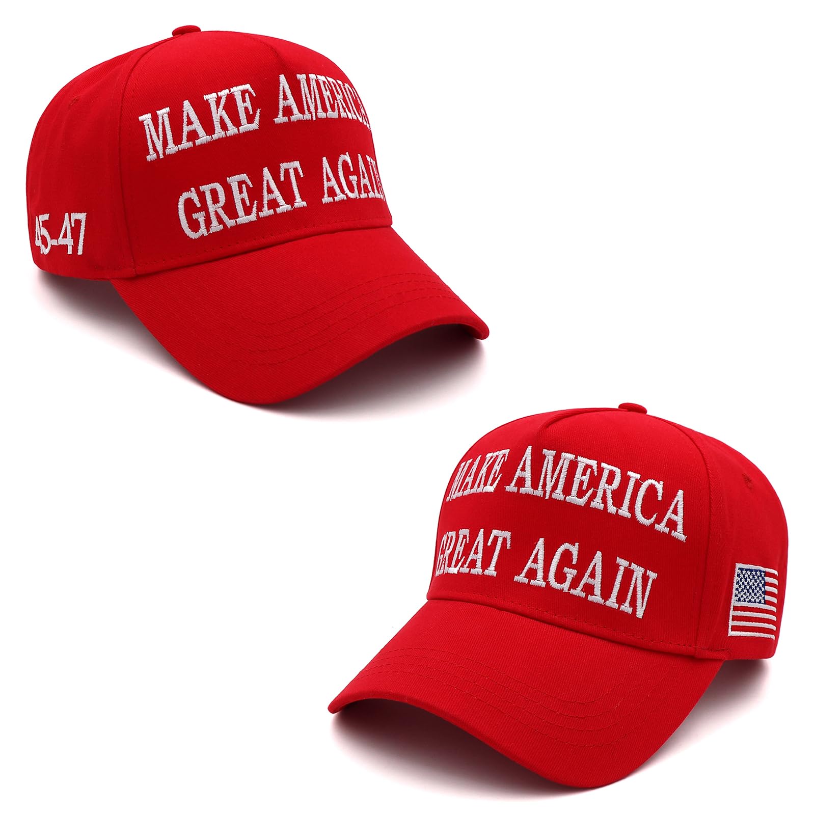 Trump 2024 45-47 Flag Hat Donald Trump Hat 3D USA Embroidery Adjustable Baseball Cap