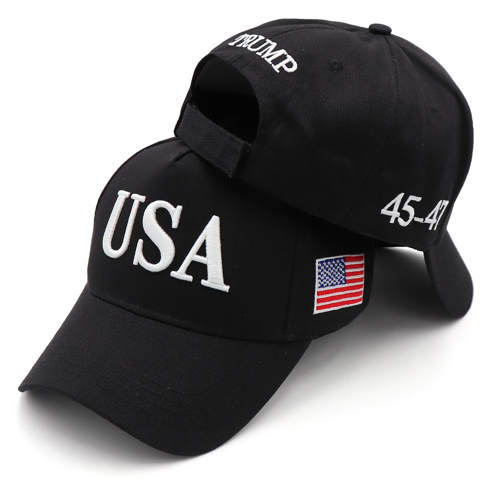 Trump 2024 45-47 Flag Hat Donald Trump Hat 3D USA Embroidery Adjustable Baseball Cap